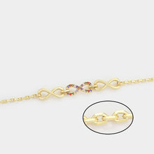 Load image into Gallery viewer, 14 K Gold Plated infinity bracelet with coloured zirconium