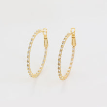 Charger l'image dans la galerie, 14 K Gold Plated hoops earrings with white zirconia