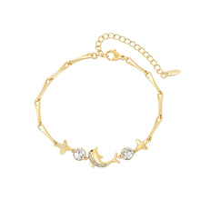 Charger l'image dans la galerie, 14 K Gold Plated dolphin bracelet with white zirconia