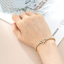 Load image into Gallery viewer, Exquisite 14 K Gold Plated bow bracelet with white zirconia