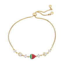 Cargar imagen en el visor de la galería, 14 K Gold Plated bracelet with strawberry and white zirconia