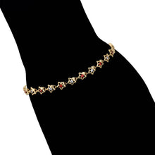 Load image into Gallery viewer, 14 K Gold Plated stars bracelet with red and white zirconia
