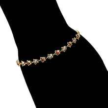 Load image into Gallery viewer, 14 K Gold Plated stars bracelet with red and white zirconia