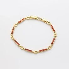 Load image into Gallery viewer, 14 K Gold Plated bracelet with red zirconia
