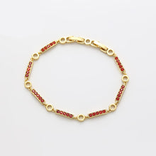 Load image into Gallery viewer, 14 K Gold Plated bracelet with red zirconia