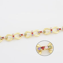 Load image into Gallery viewer, 14 K Gold Plated bracelet with multicoloured zirconia
