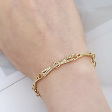 Load image into Gallery viewer, 14 K Gold Plated bracelet with white zirconia