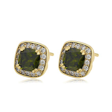 Load image into Gallery viewer, 14 K Gold Plated earrings with olive zirconia
