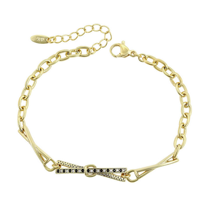 14 K Gold Plated bracelet with black and white zirconia