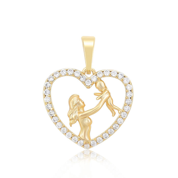14 K Gold Plated Mother and baby pendant with white zirconia