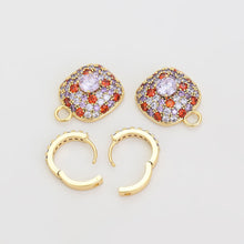 Load image into Gallery viewer, 14 K Gold Plated earrings with multicoloured zirconia