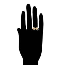 Load image into Gallery viewer, 14 K Gold Plated bow ring with white zirconia