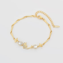 Charger l'image dans la galerie, 14 K Gold Plated dolphin bracelet with white zirconia