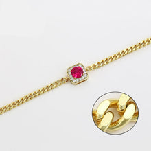 Load image into Gallery viewer, 14 K Gold Plated bracelet with fuchsia zirconia