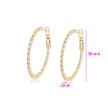 Charger l'image dans la galerie, 14 K Gold Plated hoops earrings with white zirconia