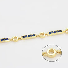 Load image into Gallery viewer, 14 K Gold Plated bracelet with blue zirconia
