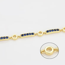 Load image into Gallery viewer, 14 K Gold Plated bracelet with blue zirconia