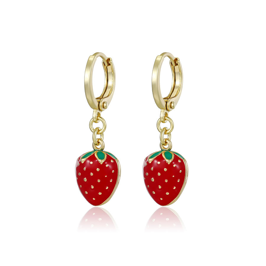 14 K Gold Plated drop strawberry earrings