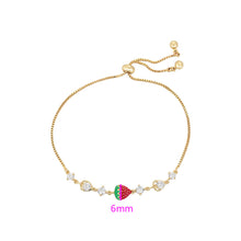 Cargar imagen en el visor de la galería, 14 K Gold Plated bracelet with strawberry and white zirconia