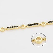 Load image into Gallery viewer, 14 K Gold Plated bracelet with black zirconia
