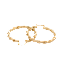 Load image into Gallery viewer, 14 K Gold plated twisted hoops earrings
