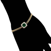 Load image into Gallery viewer, 14 K Gold Plated bracelet with green zirconia