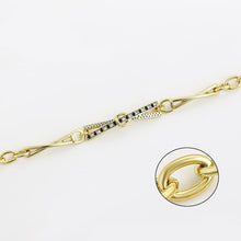 Load image into Gallery viewer, 14 K Gold Plated bracelet with black and white zirconia
