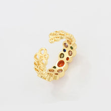 Charger l'image dans la galerie, 14 K Gold Plated adjustable ring with coloured zirconia