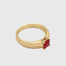 Load image into Gallery viewer, 14 K Gold Plated ring with red zirconia