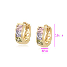 Load image into Gallery viewer, 14 K Gold Plated earrings with multicolored zirconia