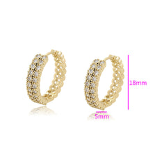 Load image into Gallery viewer, 14 K Gold Plated hoops earrings with white zirconia - size 5mm wide x 18mm height
