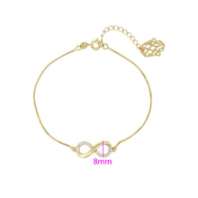 Load image into Gallery viewer, 14 K Gold Plated infinity bracelet with white zirconia