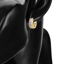 Load image into Gallery viewer, 14 K Gold Plated earrings with multicolored zirconia