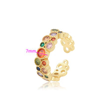 Load image into Gallery viewer, 14 K Gold Plated adjustable ring with coloured zirconia

