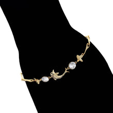 Charger l'image dans la galerie, 14 K Gold Plated dolphin bracelet with white zirconia