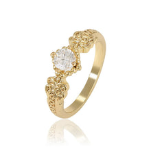 Load image into Gallery viewer, 14 K Gold Plated ring with white zirconia