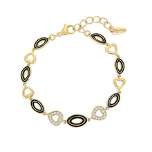 Load image into Gallery viewer, 14 K Gold Plated hearts bracelet with white zirconium