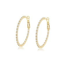 Charger l'image dans la galerie, 14 K Gold Plated hoops earrings with white zirconia