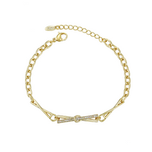 Load image into Gallery viewer, 14 K Gold Plated bracelet with white zirconia