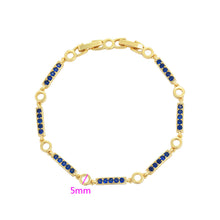 Load image into Gallery viewer, 14 K Gold Plated bracelet with blue zirconia