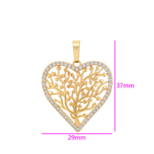 Load image into Gallery viewer, 14 K Gold Plated Tree of Life pendant with white zirconia measures