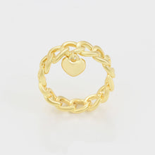 Load image into Gallery viewer, 14 K Gold Plated link heart ring