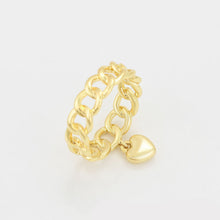 Load image into Gallery viewer, 14 K Gold Plated link heart ring