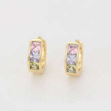 Load image into Gallery viewer, 14 K Gold Plated earrings with multicolored zirconia