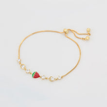 Cargar imagen en el visor de la galería, 14 K Gold Plated bracelet with strawberry and white zirconia