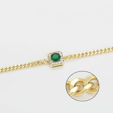 Load image into Gallery viewer, 14 K Gold Plated bracelet with green zirconia