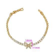 Load image into Gallery viewer, Exquisite 14 K Gold Plated bow bracelet with white zirconia