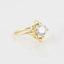 Load image into Gallery viewer, 14 K Gold Plated ring with white zirconia