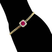 Load image into Gallery viewer, 14 K Gold Plated bracelet with fuchsia zirconia