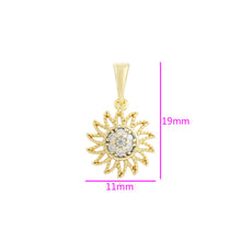 Load image into Gallery viewer, 14 K Gold Plated sun pendant with white zirconia

